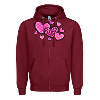 Burgundy love hearts Zipper Hoodie - OliviaCreatesArt