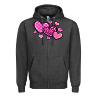 Charcoal Heather love hearts Zipper Hoodie - OliviaCreatesArt