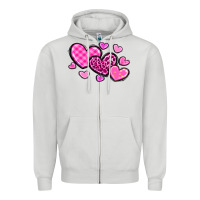 Dove Grey love hearts Zipper Hoodie - OliviaCreatesArt