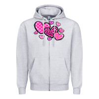 Heather Grey love hearts Zipper Hoodie - OliviaCreatesArt