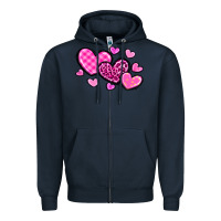 Navy love hearts Zipper Hoodie - OliviaCreatesArt
