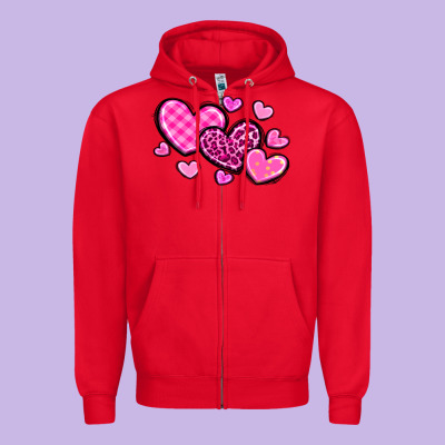 Love Hearts Zipper Hoodie Designed By Oliviacreatesart