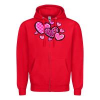 Red love hearts Zipper Hoodie - OliviaCreatesArt