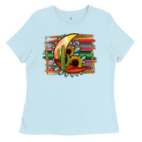Turquoise Desert Moon Serape Background Ladies Tee | Teevron