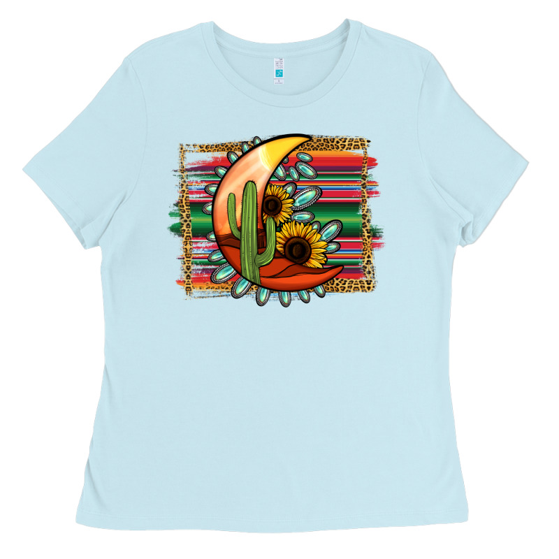 Turquoise Desert Moon Serape Background Ladies Tee by Jasminsmagicworld | Teevron