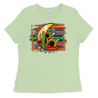 Matcha turquoise desert moon serape background Ladies Tee - Jasminsmagicworld