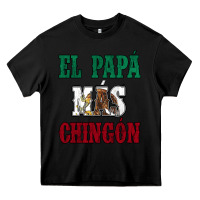 Black El Papa Mas Chingon Mexican Flag Heavy Core Tee - Jasminsmagicworld