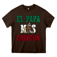 Chocolate Brown El Papa Mas Chingon Mexican Flag Heavy Core Tee - Jasminsmagicworld