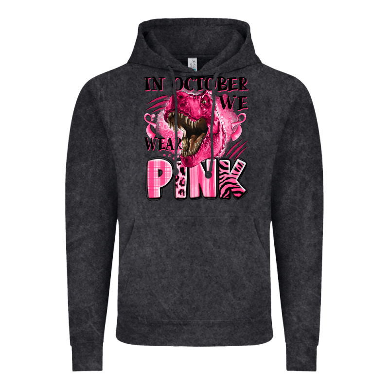 In October We Wear Pink Dinosaur Vintage Hoodie by LillyAllenDesigns | Teevron