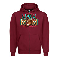 Burgundy blessed american football mom lightbulb letters Zipper Hoodie - OliviaCreatesArt