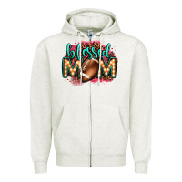 Oatmeal Heather blessed american football mom lightbulb letters Zipper Hoodie - OliviaCreatesArt