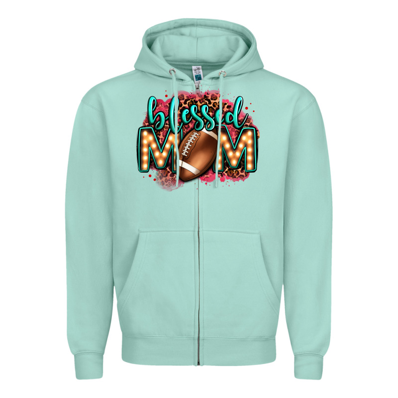 Blessed American Football Mom Lightbulb Letters Zipper Hoodie by OliviaCreatesArt | Teevron
