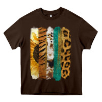 Chocolate Brown Leopard Sunflower Brush Strokes Heavy Core Tee - Jasminsmagicworld