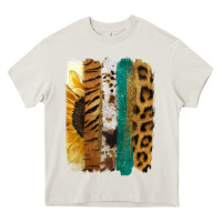 Cream Leopard Sunflower Brush Strokes Heavy Core Tee - Jasminsmagicworld