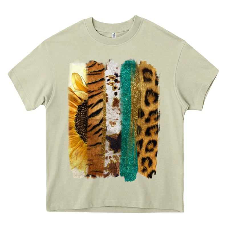 Leopard Sunflower Brush Strokes Heavy Core Tee by Jasminsmagicworld | Teevron