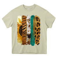 Mossy Leopard Sunflower Brush Strokes Heavy Core Tee - Jasminsmagicworld