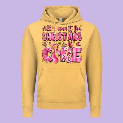 All I Want For Christmas Is A Cure Breast Cancer Vintage Hoodie Designed By Lillyallendesigns