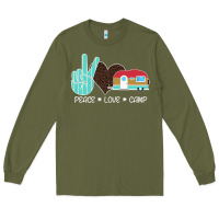 Army Green Peace Love Camp Long Sleeve Tee - Bettercallsaul