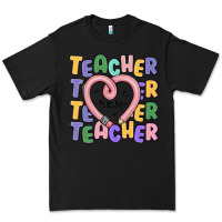 Black teacher and pencil heart Premium Tee - MaliasSmallBusiness