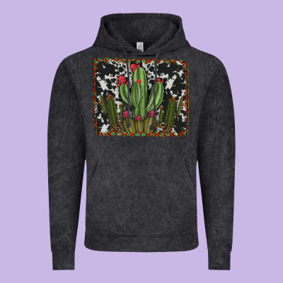 Aztec Cowhide Cacti Vintage Hoodie Designed By Ranaportraitstore