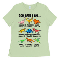 Matcha god says i am dinosaurs handsome Ladies Tee - MaliasSmallBusiness