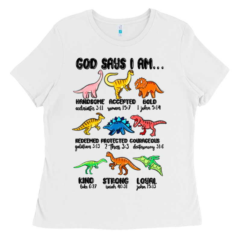 God Says I Am Dinosaurs Handsome Ladies Tee by MaliasSmallBusiness | Teevron