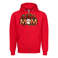 Red blessed baseball mom lightbulb letters Zipper Hoodie - OliviaCreatesArt