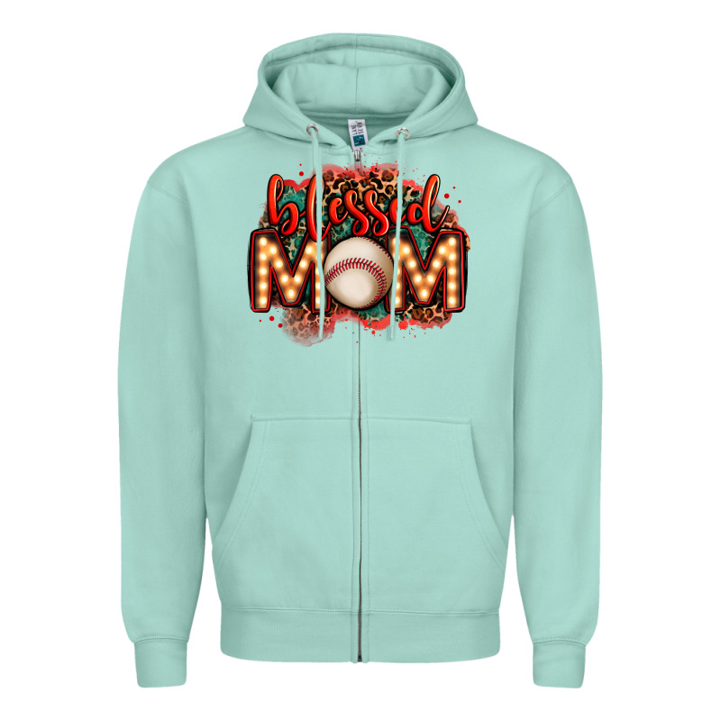 Blessed Baseball Mom Lightbulb Letters Zipper Hoodie by OliviaCreatesArt | Teevron