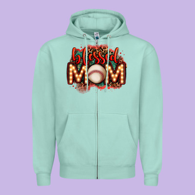 Blessed Baseball Mom Lightbulb Letters Zipper Hoodie Designed By Oliviacreatesart