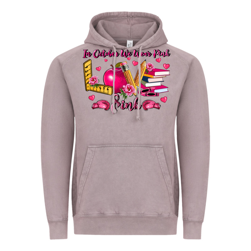 In October We Wear Pink Teacher Vintage Hoodie by LillyAllenDesigns | Teevron