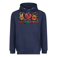 Navy Peace Love Reindeer Christmas Heavyweight Hoodie - BundleAndBundleShop