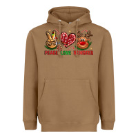 Toasted Coconut Peace Love Reindeer Christmas Heavyweight Hoodie - BundleAndBundleShop