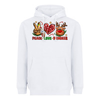 Peace Love Reindeer Christmas Heavyweight Hoodie | Teevron