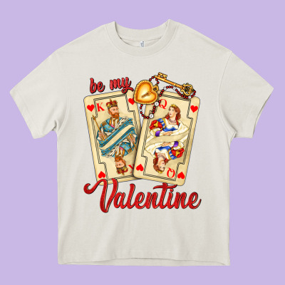Be My Valentine With Playing Cards And Key Heavy Core Tee Designed By Adodesignshop
