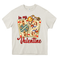 Cream be my valentine with playing cards and key Heavy Core Tee - AdoDesignShop