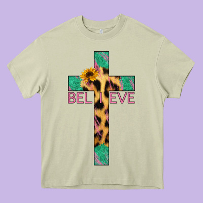 Believe Cross Heavy Core Tee Designed By Jasminsmagicworld