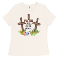 Bone floral watercolor easter bunny cross Ladies Tee - MaliasSmallBusiness