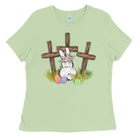 Matcha floral watercolor easter bunny cross Ladies Tee - MaliasSmallBusiness