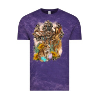 Cloud Purple Western Rabbit with Crosses Vintage Tee - LillyAllenDesigns