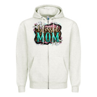Oatmeal Heather blessed mom Zipper Hoodie - OliviaCreatesArt