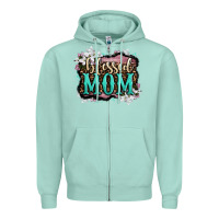 Seafoam blessed mom Zipper Hoodie - OliviaCreatesArt