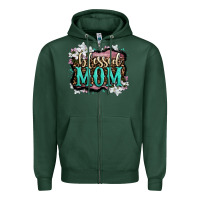 Sports Green blessed mom Zipper Hoodie - OliviaCreatesArt
