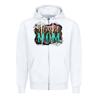 White blessed mom Zipper Hoodie - OliviaCreatesArt