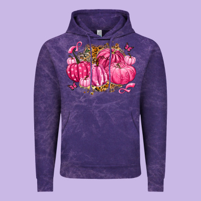 Breast Cancer Awareness Pink Pumpkins Vintage Hoodie Designed By Lillyallendesigns