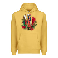 Antique Gold Our Lady Of Guadalupe Mexican Flag Cactus Roses Premium Hoodie - FaDigitalArtStudio