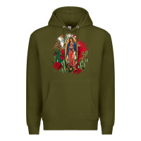 Army Green Our Lady Of Guadalupe Mexican Flag Cactus Roses Premium Hoodie - FaDigitalArtStudio