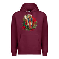 Burgundy Our Lady Of Guadalupe Mexican Flag Cactus Roses Premium Hoodie - FaDigitalArtStudio
