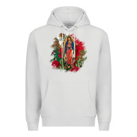 Dove Grey Our Lady Of Guadalupe Mexican Flag Cactus Roses Premium Hoodie - FaDigitalArtStudio