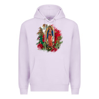 Lilac Our Lady Of Guadalupe Mexican Flag Cactus Roses Premium Hoodie - FaDigitalArtStudio