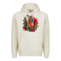 Oatmeal Heather Our Lady Of Guadalupe Mexican Flag Cactus Roses Premium Hoodie - FaDigitalArtStudio